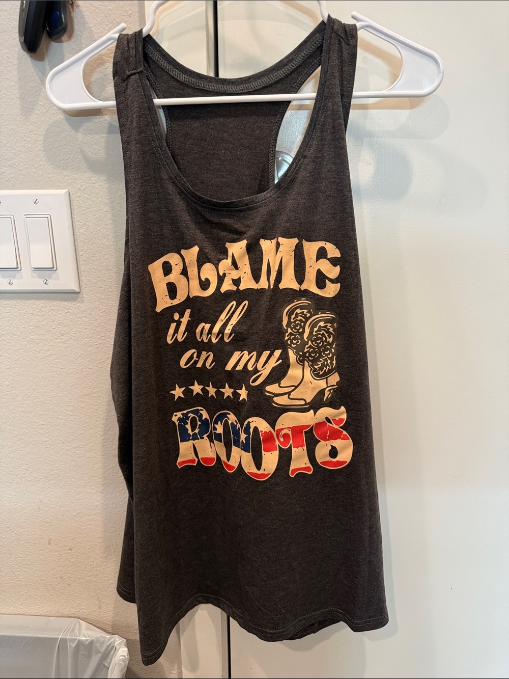 Blame It All On My Roots Graphic Tank - Black